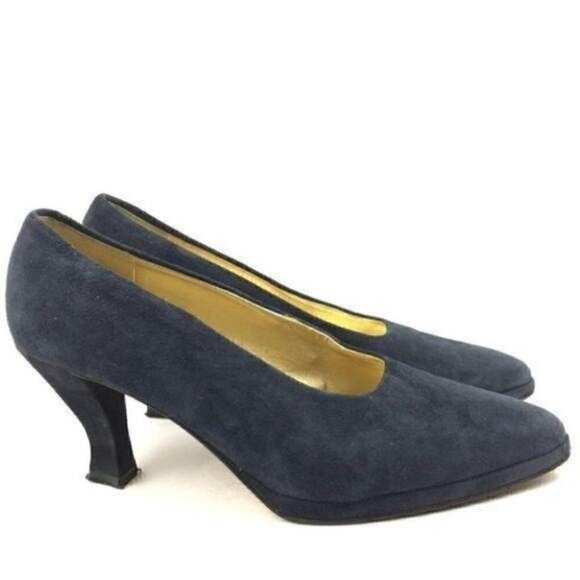 Vtg Tiziano Ross Heels Sz 8.5 Suede Made In Italy - Picture 1 of 9